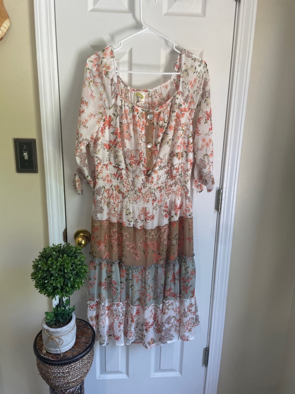 fig and flower Western Coquette Fairy Floral Midi Dress